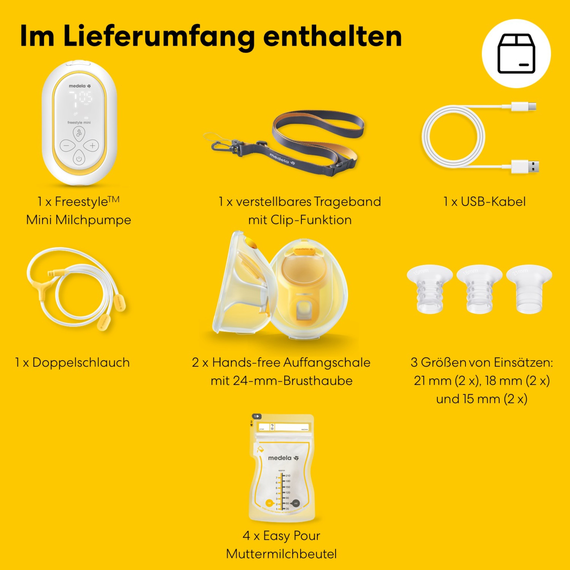 Hands Free Milchpumpen, medela, Transparent – Produktansicht