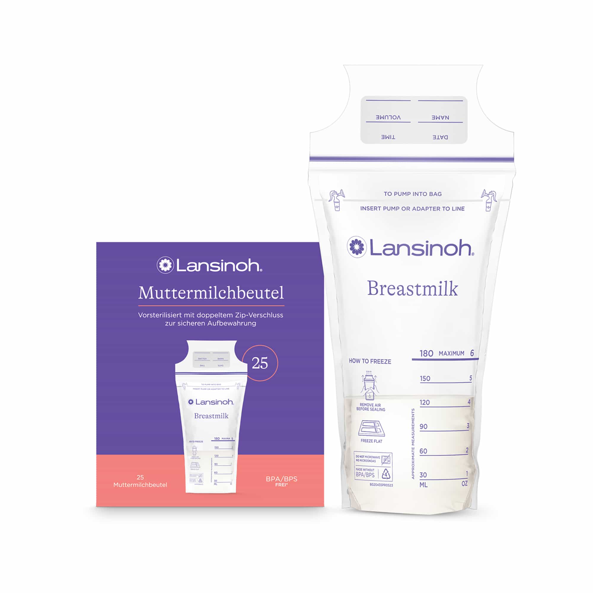 Milchpumpen, Lansinoh, Transparent – Besonderheit: 25 vorsterilisierte Beutel