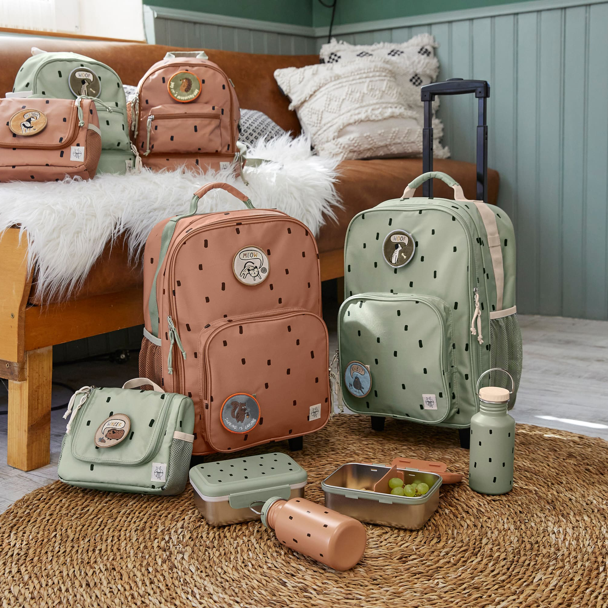 Kinderrucksäcke, LÄSSIG, Beige – Produktansicht