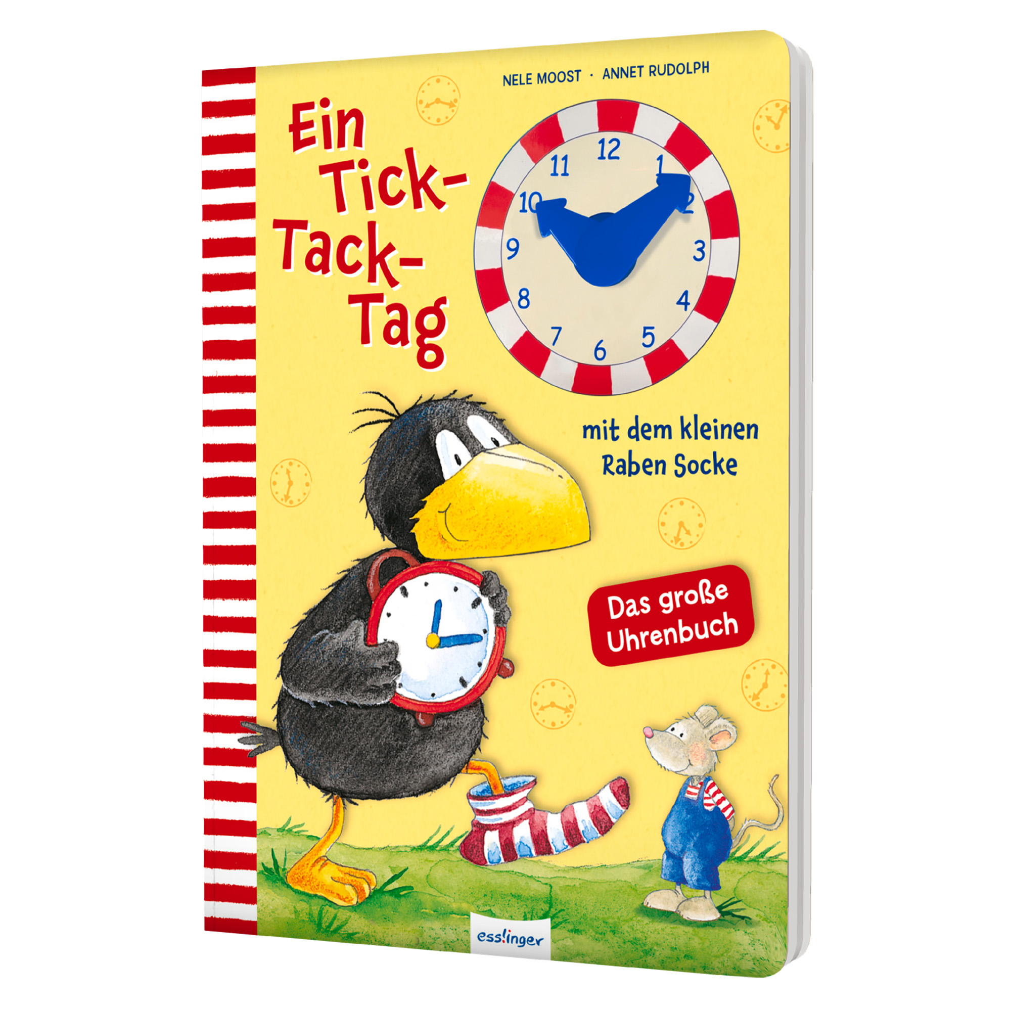 Kinderbücher, ess!inger, Gelb – Besonderheit:  mit beweglichen Zeigern mit Tick-Tack-Geräusch