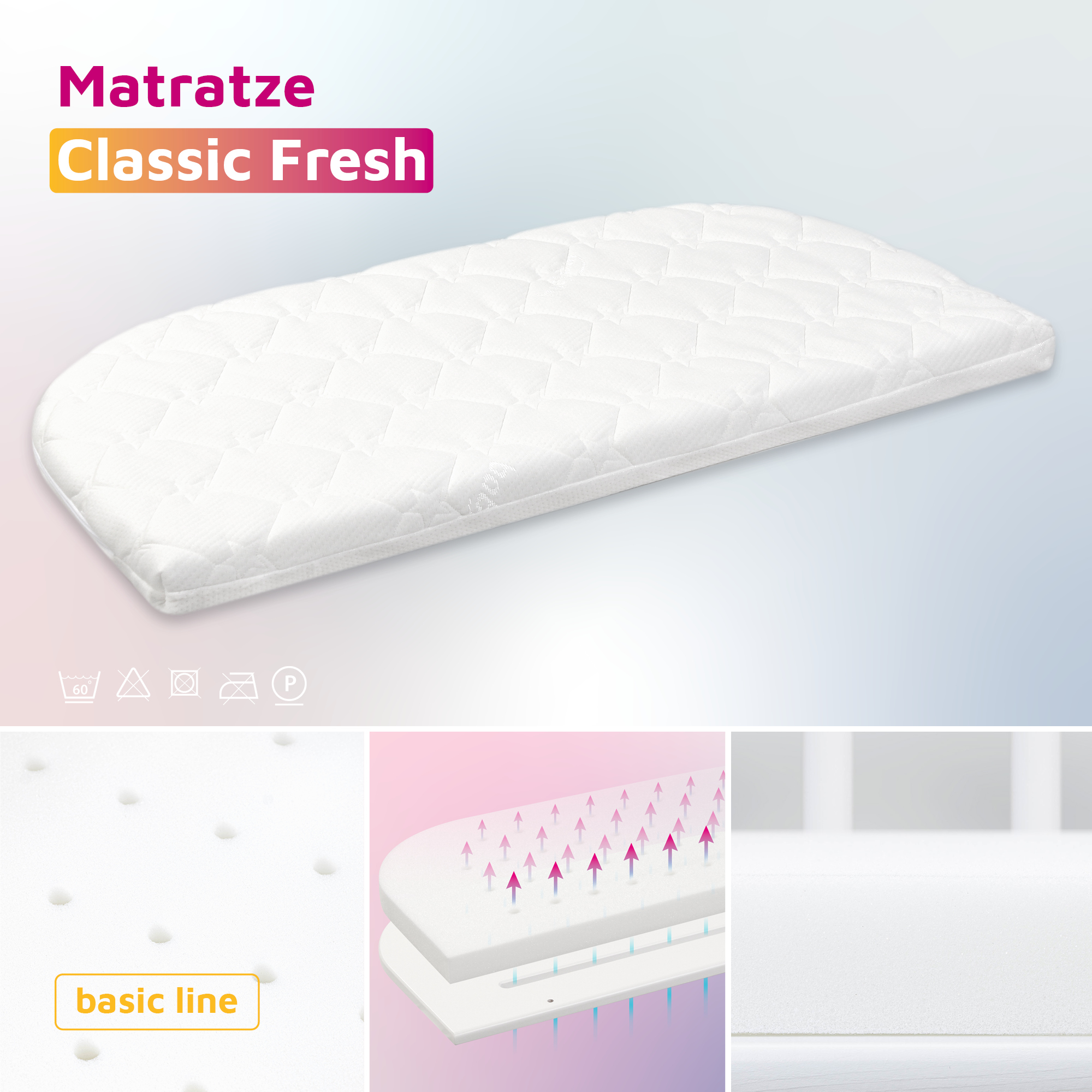 Matratzen, babybay, Weiß – Produktansicht