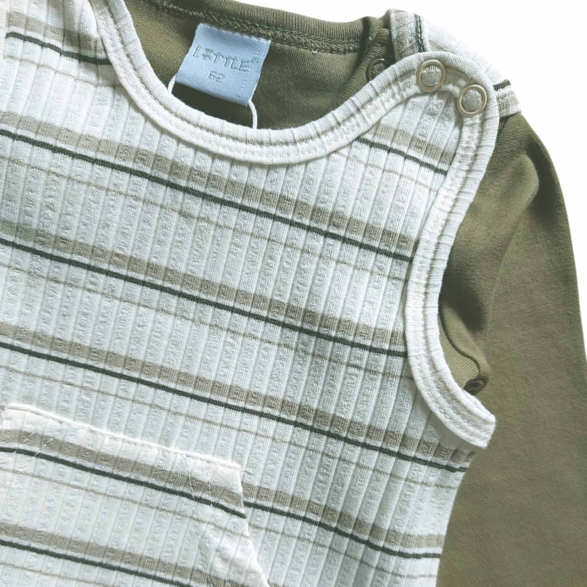 Strampler, LITTLE, Grün – Besonderheit: Set bestehend aus Strampler und Langarmshirt