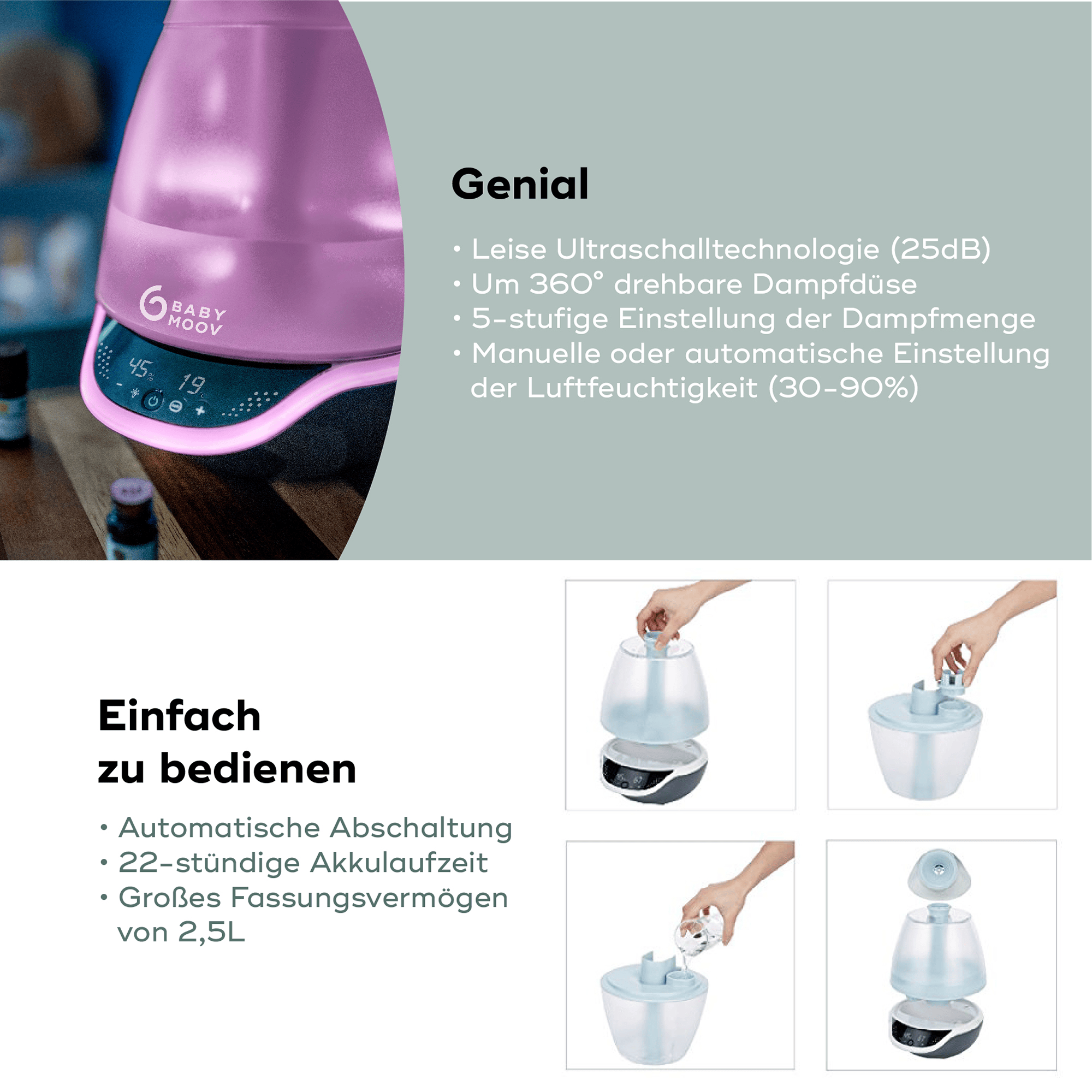Luftbefeuchter, babymoov, Blau – Produktansicht