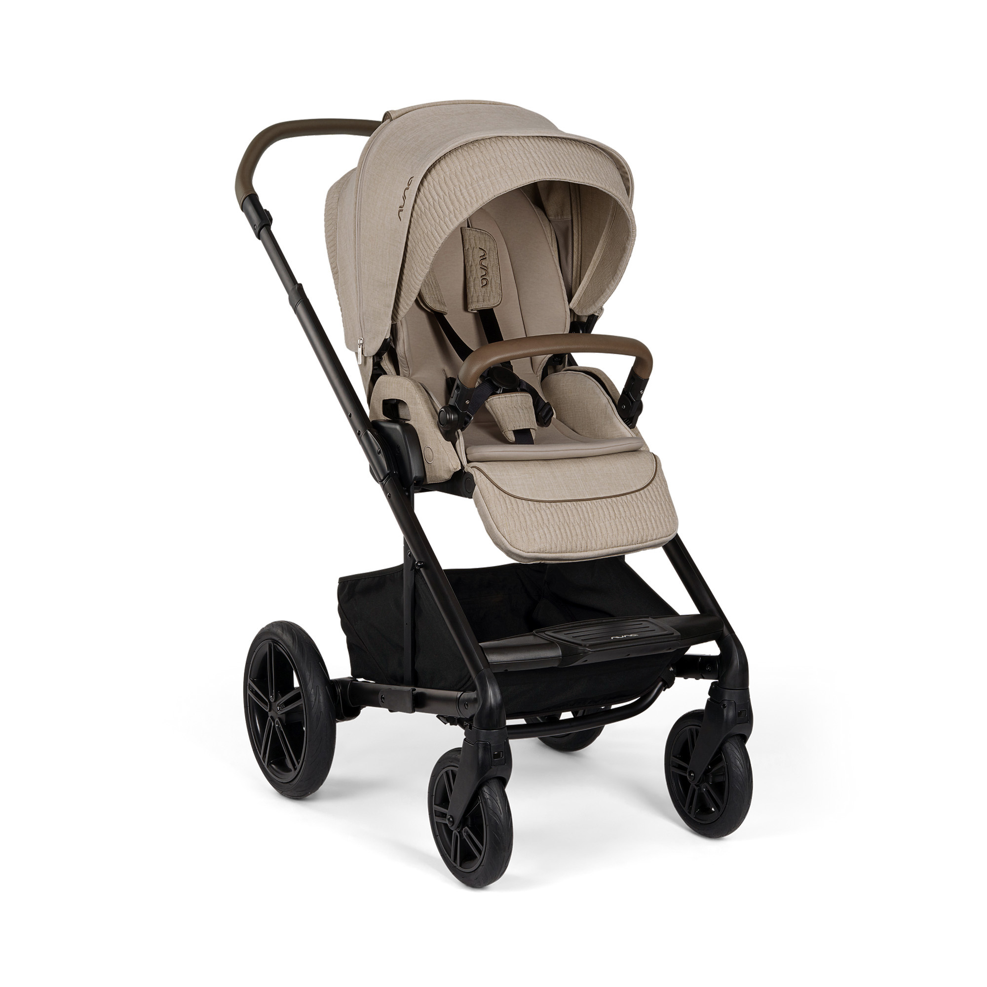 Kinderwagen schwarz, nuna, Beige – Besonderheit: einfaches Zusammenklappen, Umdrehen des Sportsitzes oder Wechsel auf Babywannen- oder Autositzmodus
