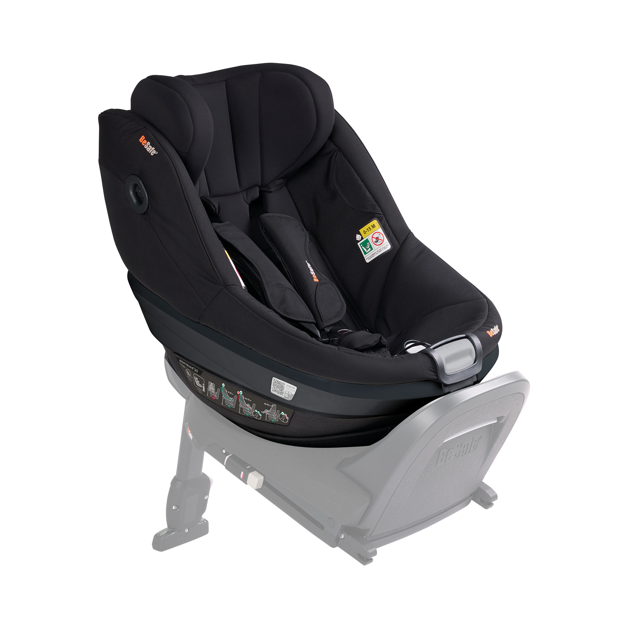 Reboarder 0-18 kg, Gruppe 0+/1, BeSafe, Schwarz – Besonderheit: Ergo Cushion™  - für maßgeschneiderten Komfort und optimale Unterstützung der Wirbelsäule ausgestattet
