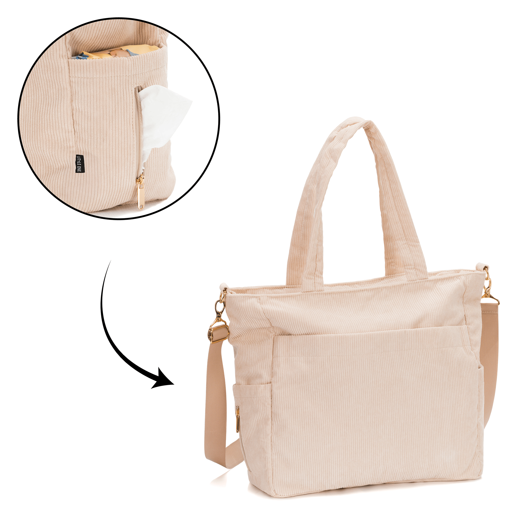 Wickeltaschen, LITTLE ONE, Beige – Produktansicht