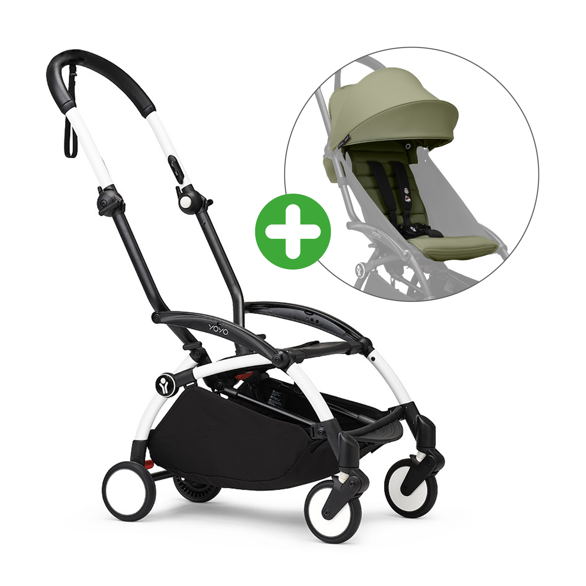 % SALE Kinderwagen, STOKKE, Grün – Besonderheit: Set bestehend aus YOYO³ Gestell und YOYO³ 6+ Textil-Set