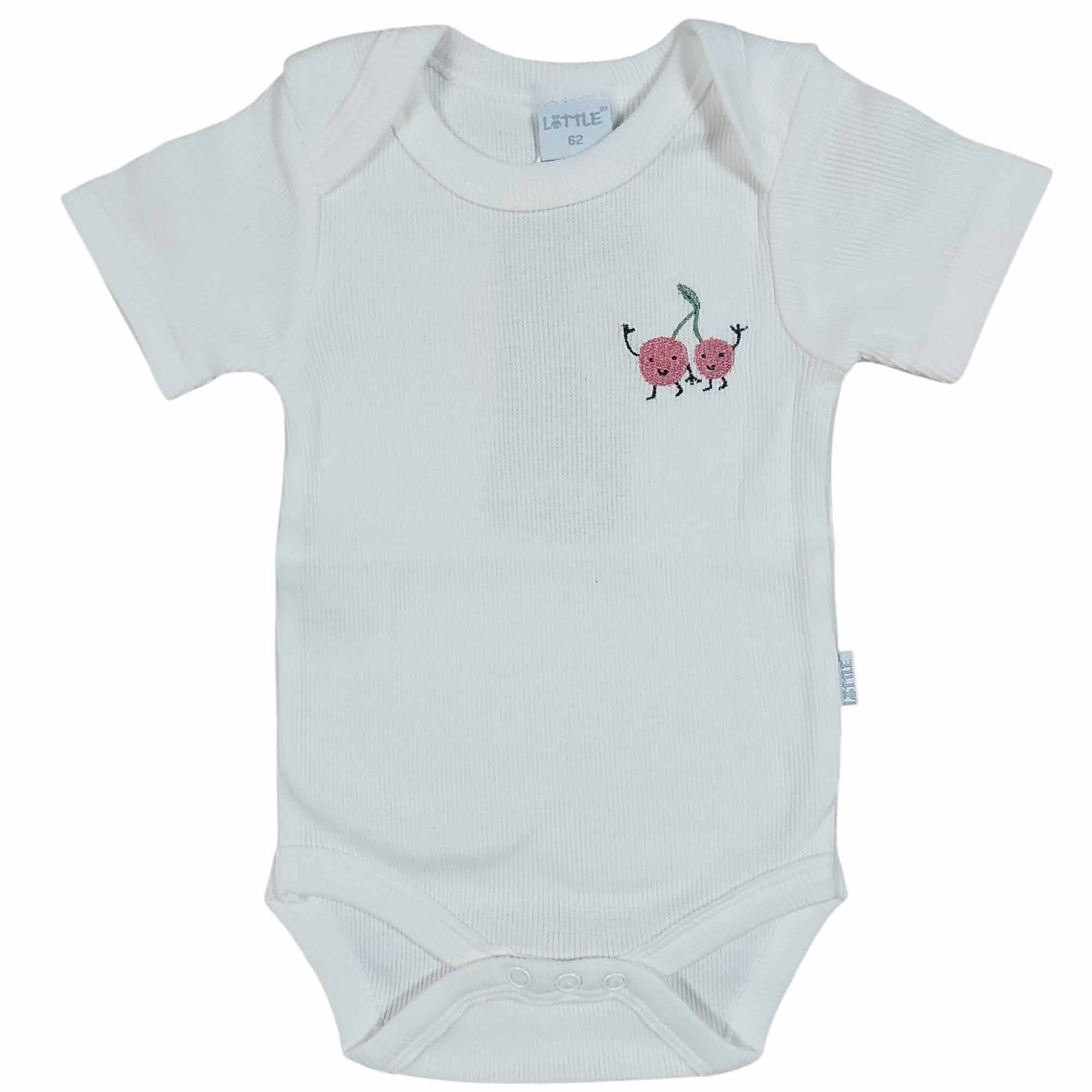 Kurzarmbodys, LITTLE, Weiß – Besonderheit: aus 95% Baumwolle