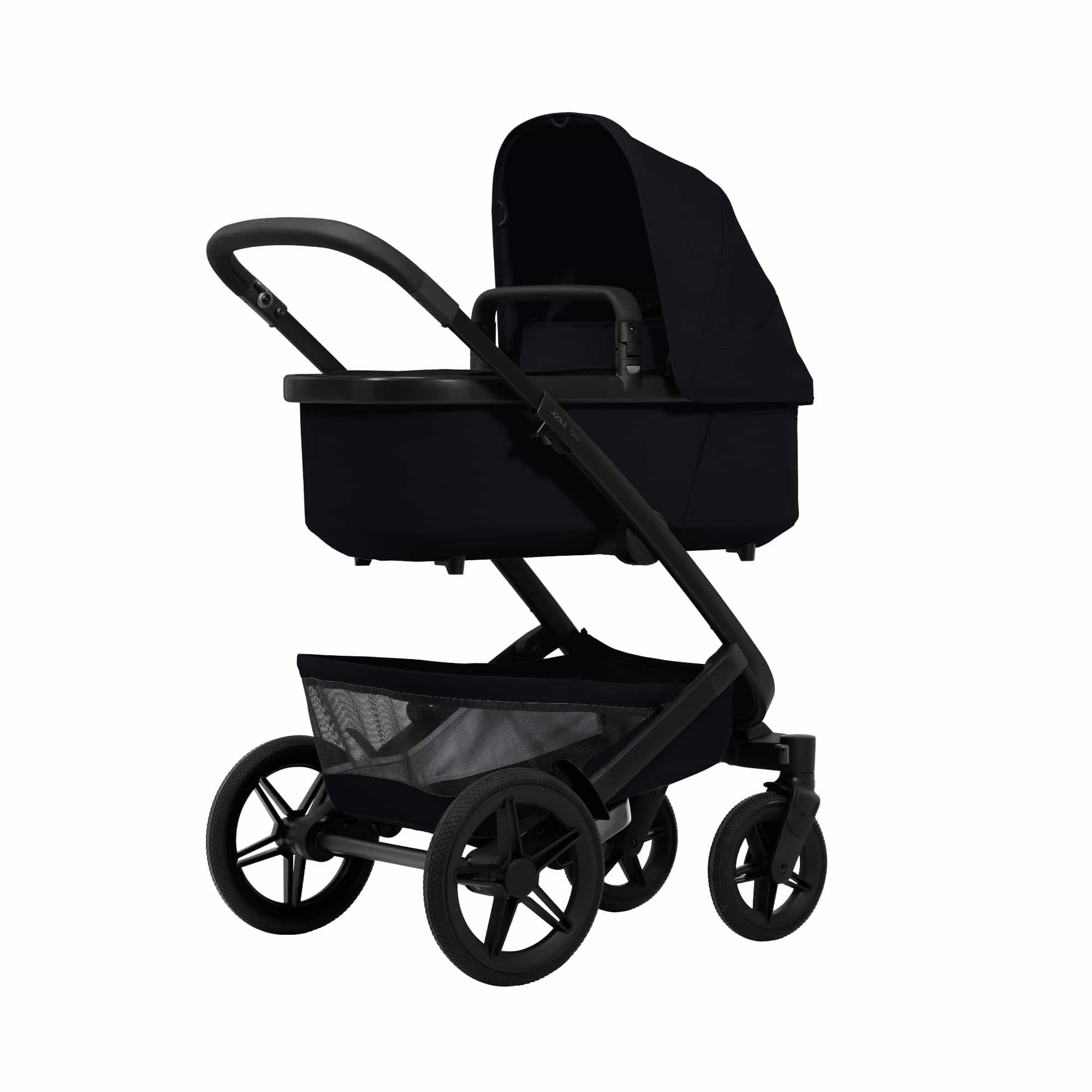 Kombi-Kinderwagen, JOOLZ, Schwarz – Besonderheit: geeignet für jedes Gelände dank 2 stufiger Federung & großer Reifen
