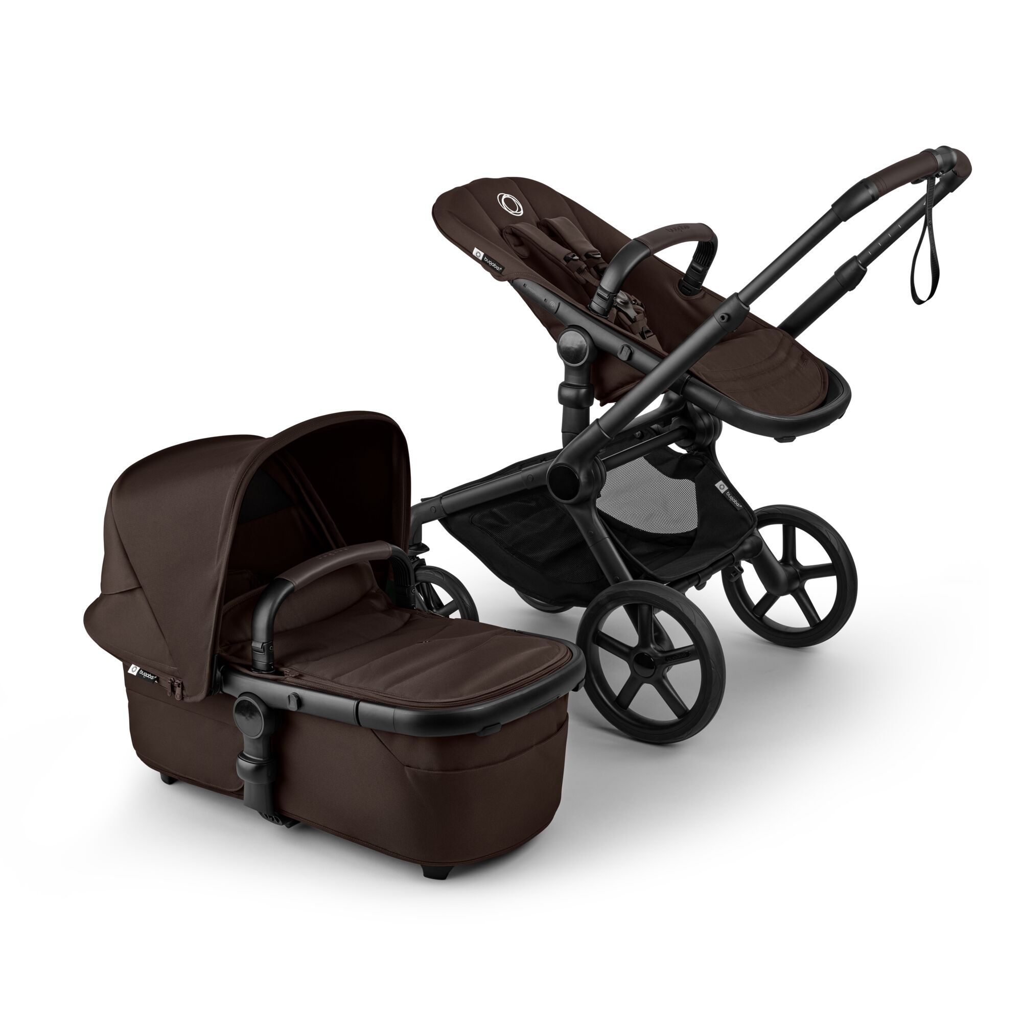 Kombi-Kinderwagen, bugaboo, Braun – Besonderheit: Upgrade: mit PureBreeze™-Matratze, neue Liegewanne mit integrierter Tasche und Materialien aus recycelten Stoffen