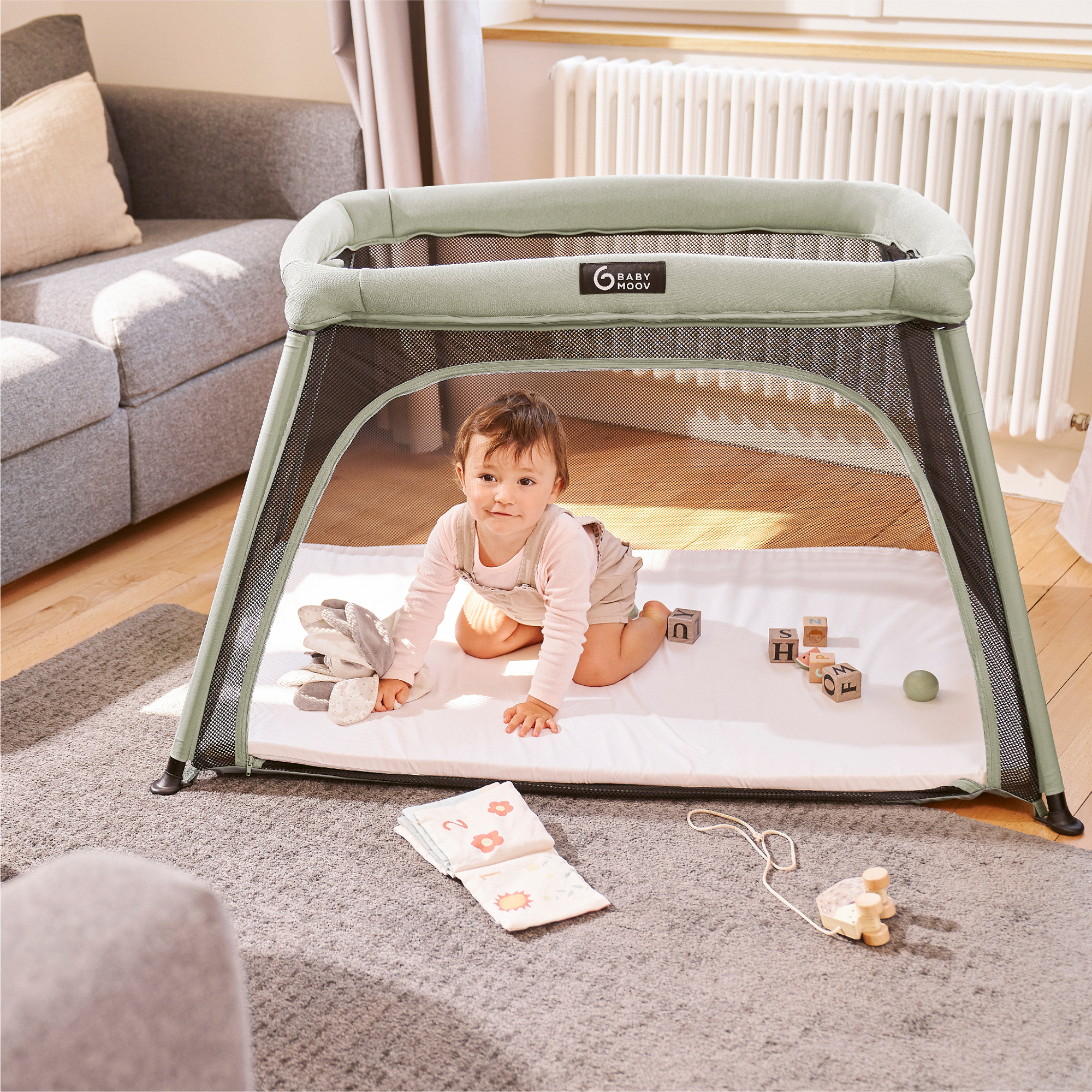 Reisebetten & Zubehör, babymoov, Grau – Besonderheit: nutzbar mit Neugeboreneneinsatz, als Reisebettchen & Laufstall