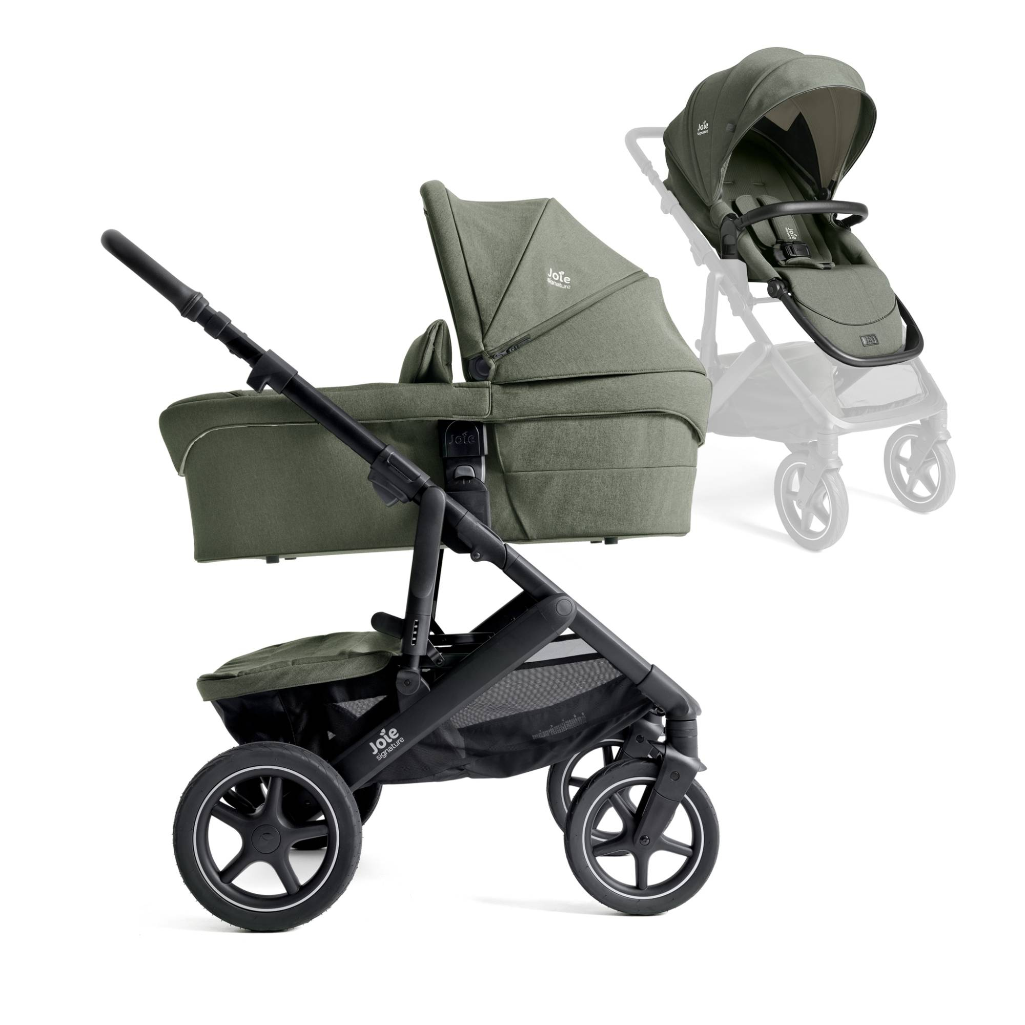 Kombi-Kinderwagen, Joie signature, Grün – Besonderheit: gefederter Flex™-Komfort-Sportsitz mit zusätzlich gepolsterter Rückenlehne
