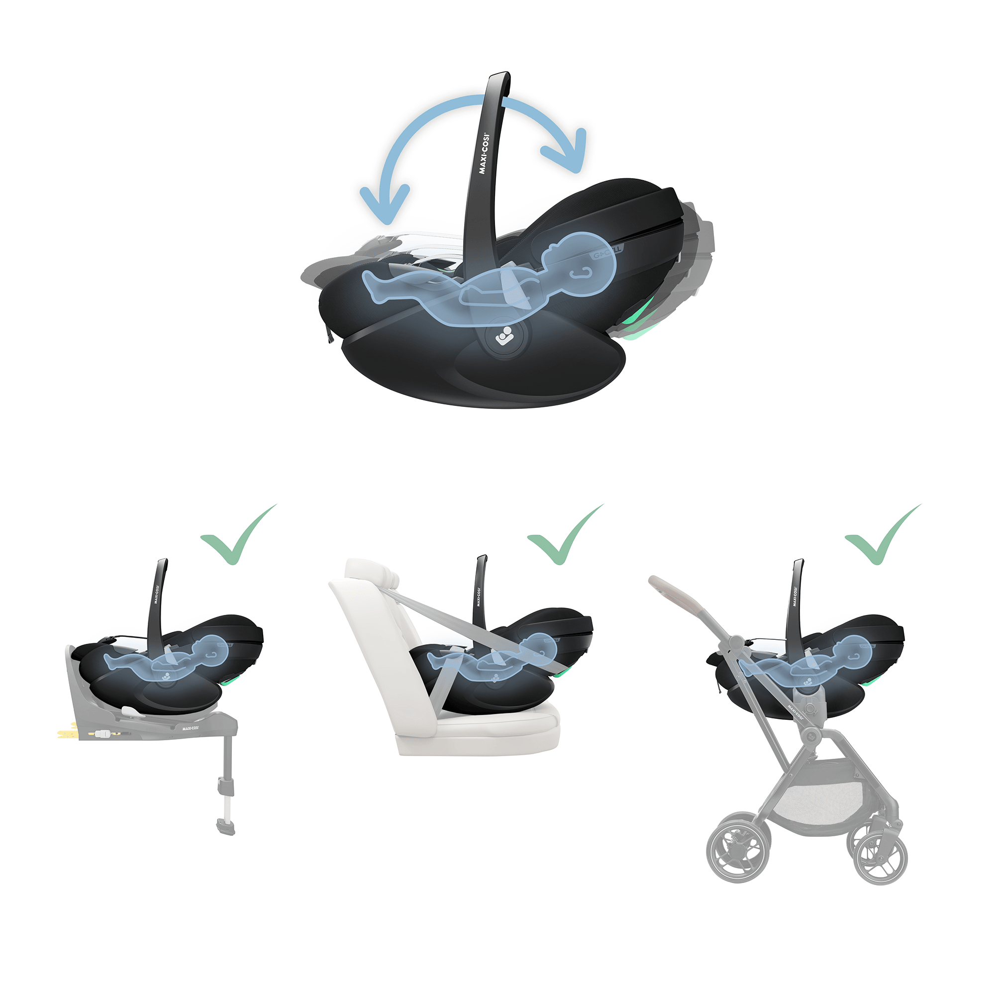 Babyschalen 0-13 kg, Gruppe 0+, MAXI-COSI Premium, Schwarz – Produktansicht