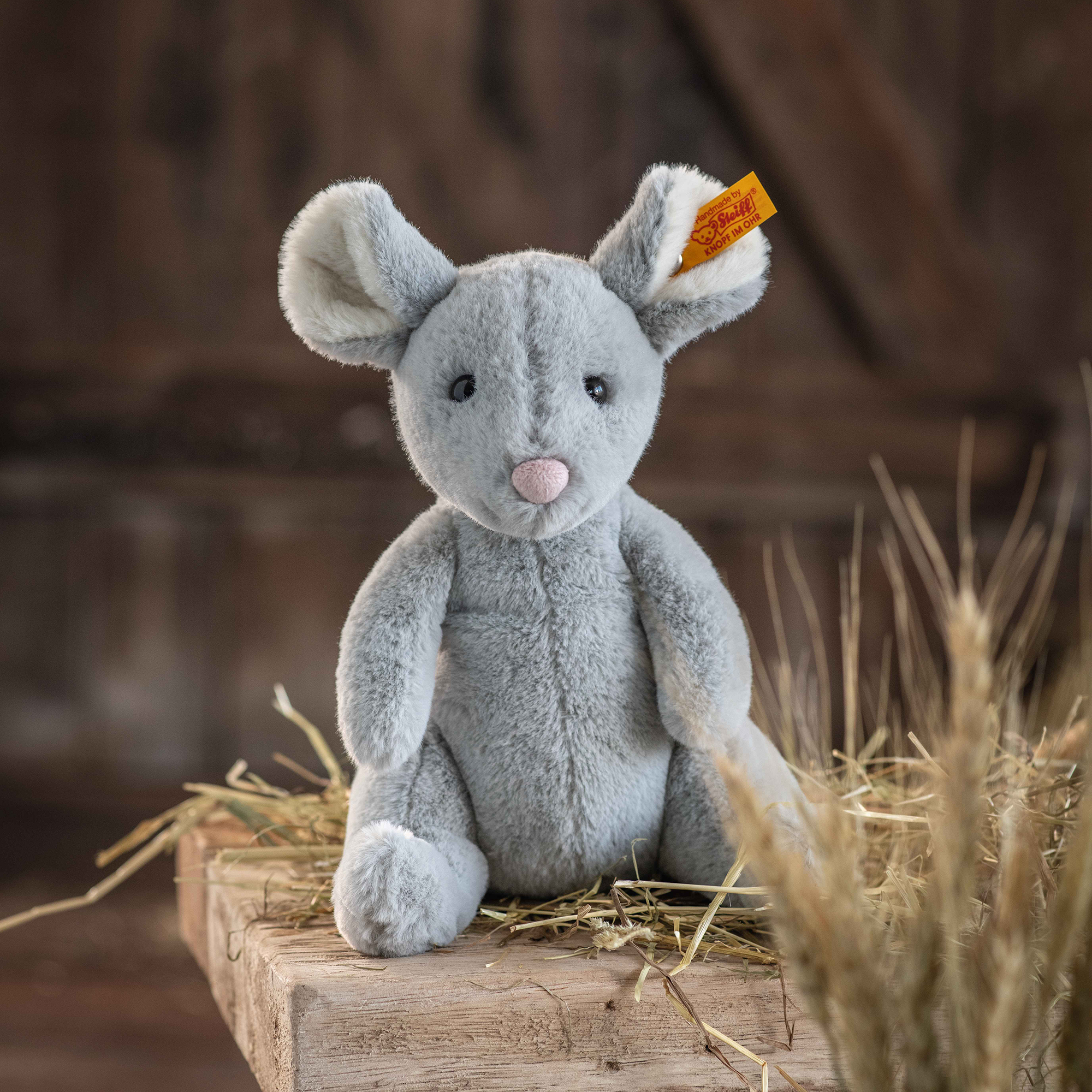 Kuscheltiere, Steiff, Grau – Besonderheit: Maus zum Kuscheln und Spielen