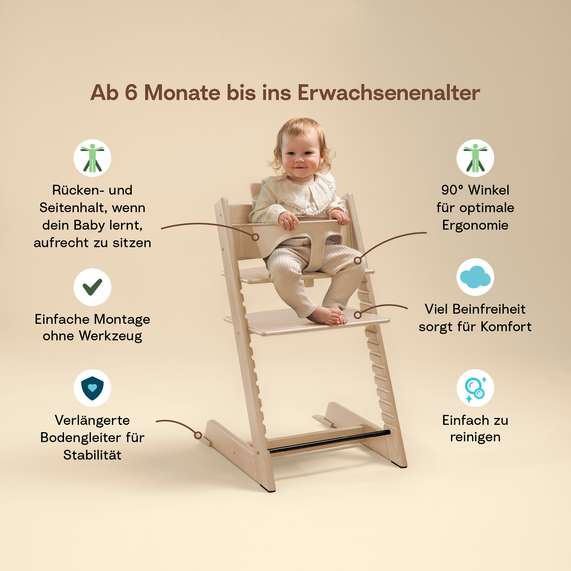Treppenhochstühle, STOKKE, Beige – Produktansicht