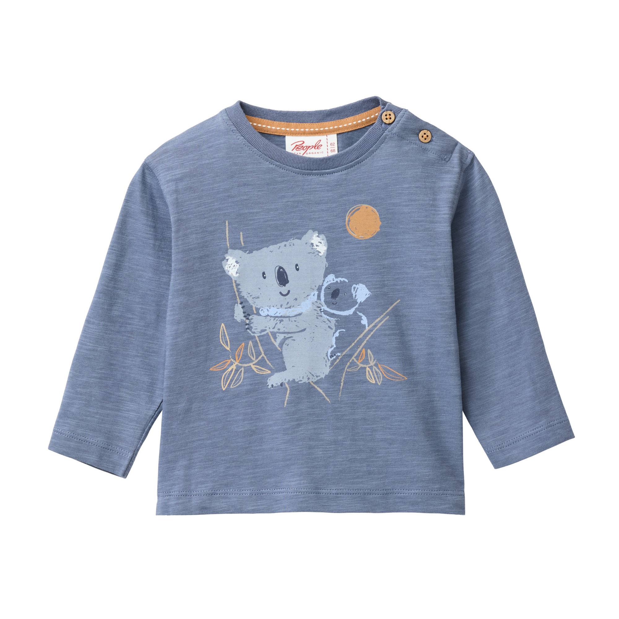 Langarmshirts, People Wear Organic, Blau – Besonderheit: aus 100% Baumwolle