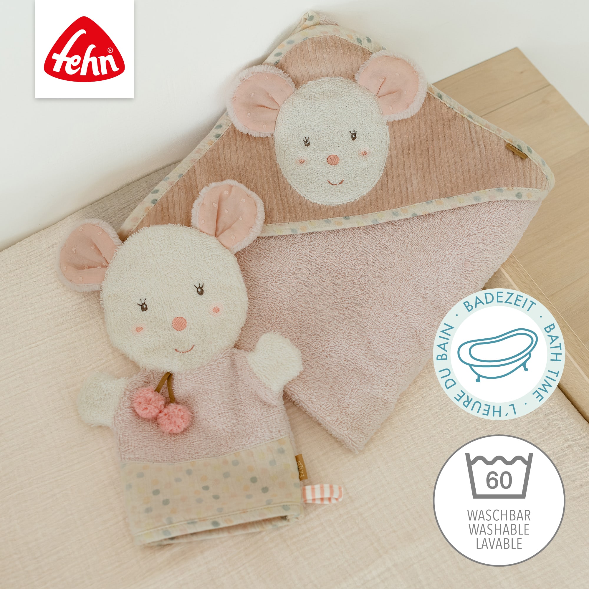 Waschlappen, fehn, Pink – Produktansicht