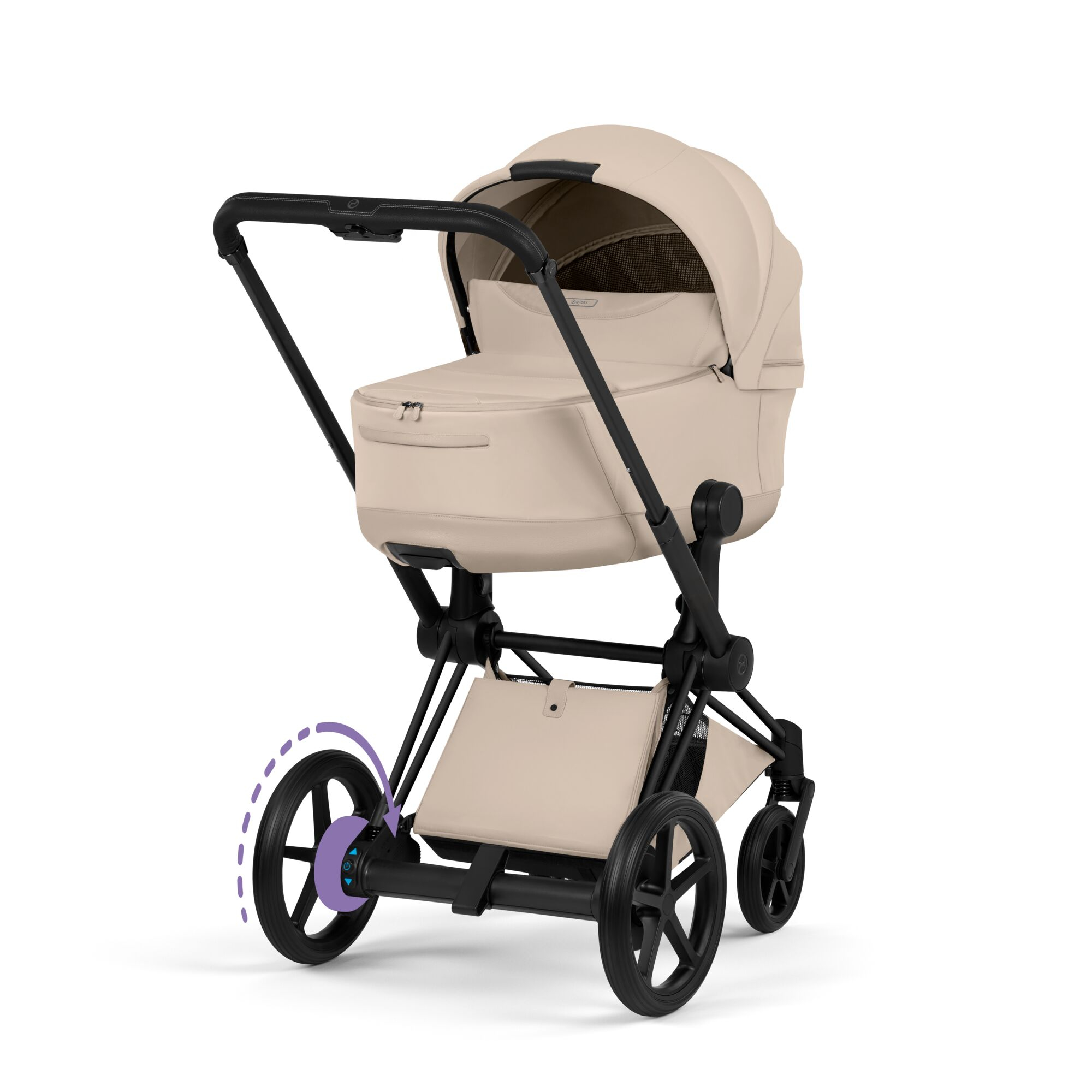 Kombi-Kinderwagen, cybex PLATINUM, Beige – Besonderheit: mit Babywanne auf dem Rahmen faltbar