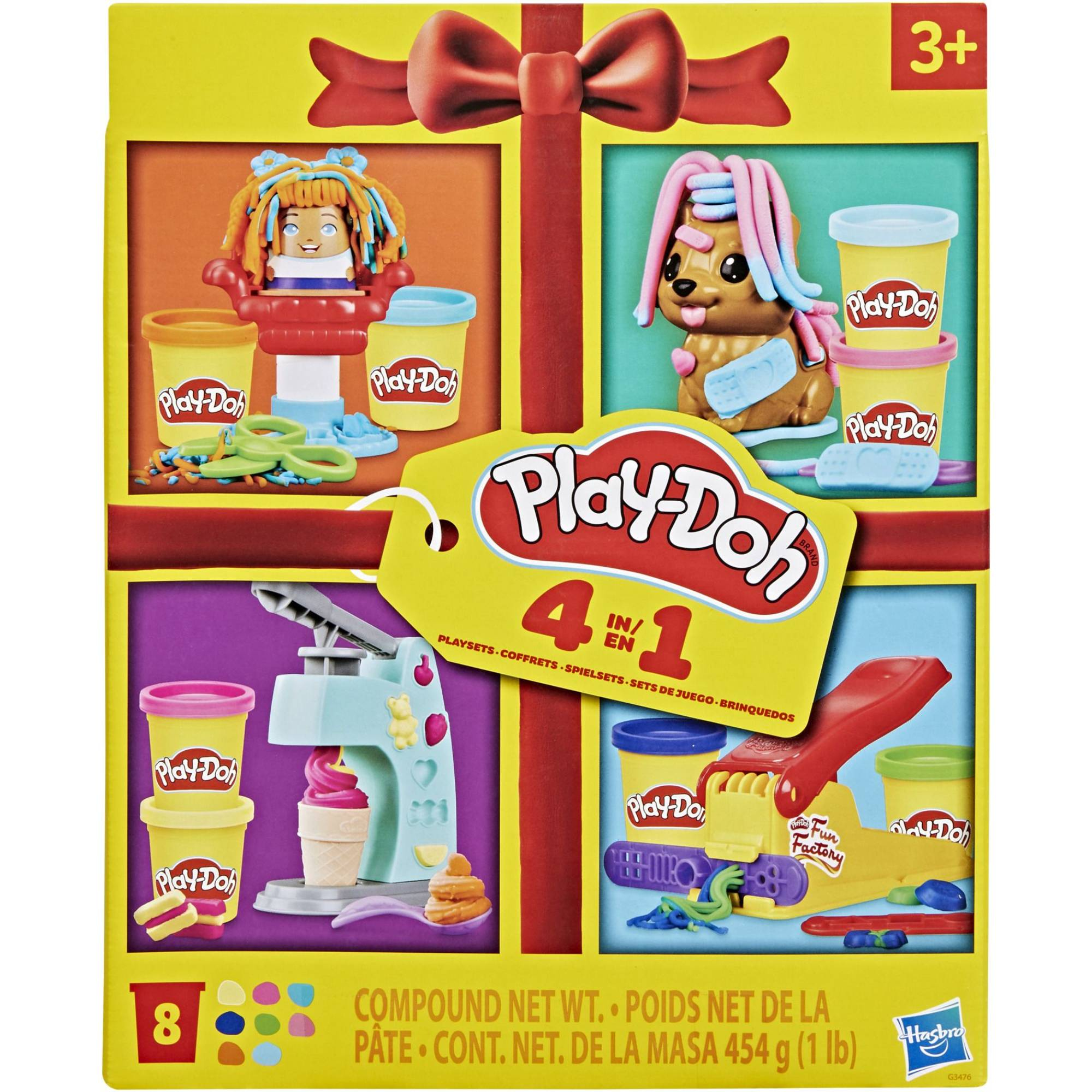 Malen & Kneten, Play-Doh, Gelb – Besonderheit: mit Eishersteller-Set, Tierarzt-Set, Friseur-Set und Spritzgebäck-Set
