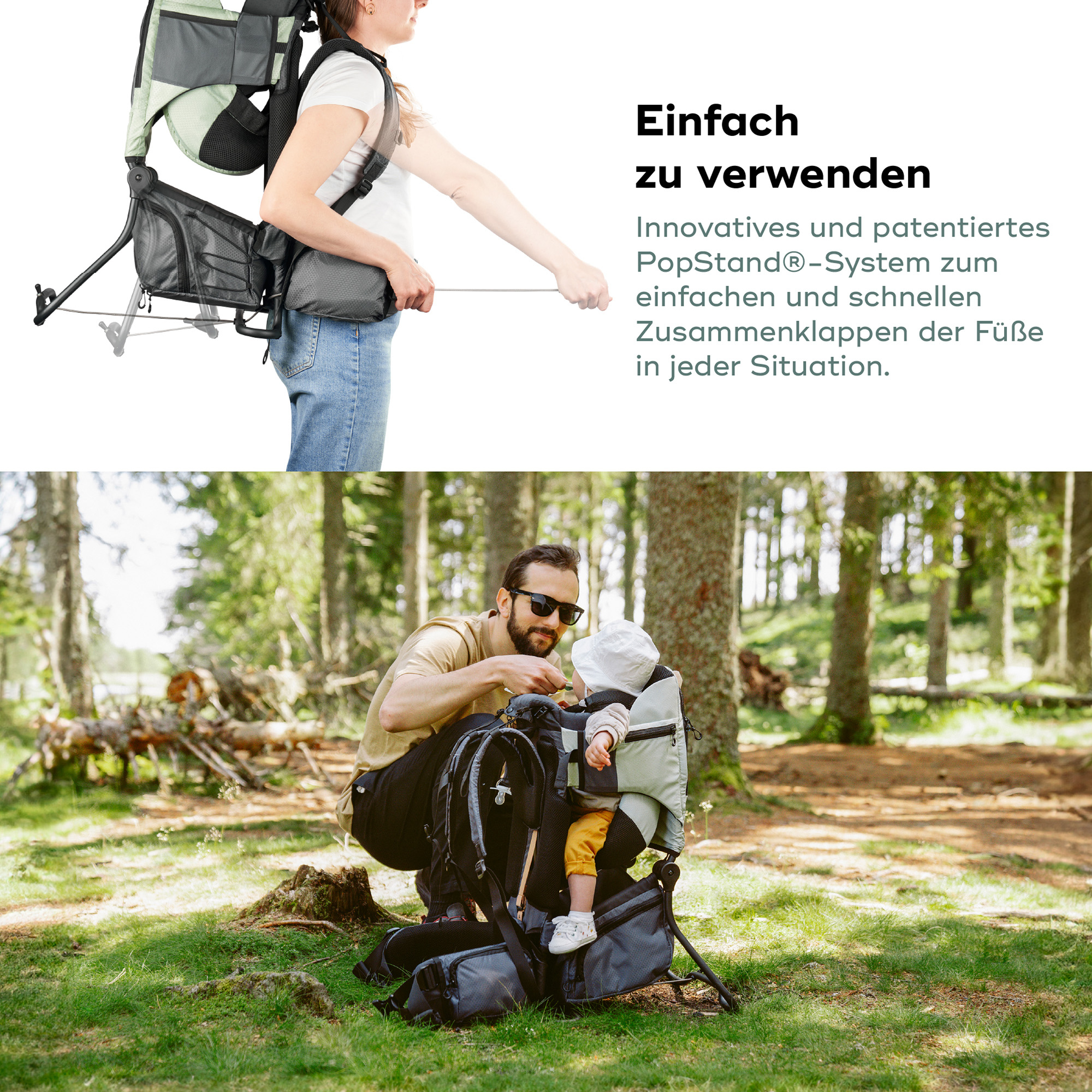 Kraxen & Schultertragen, babymoov, Grün – Produktansicht