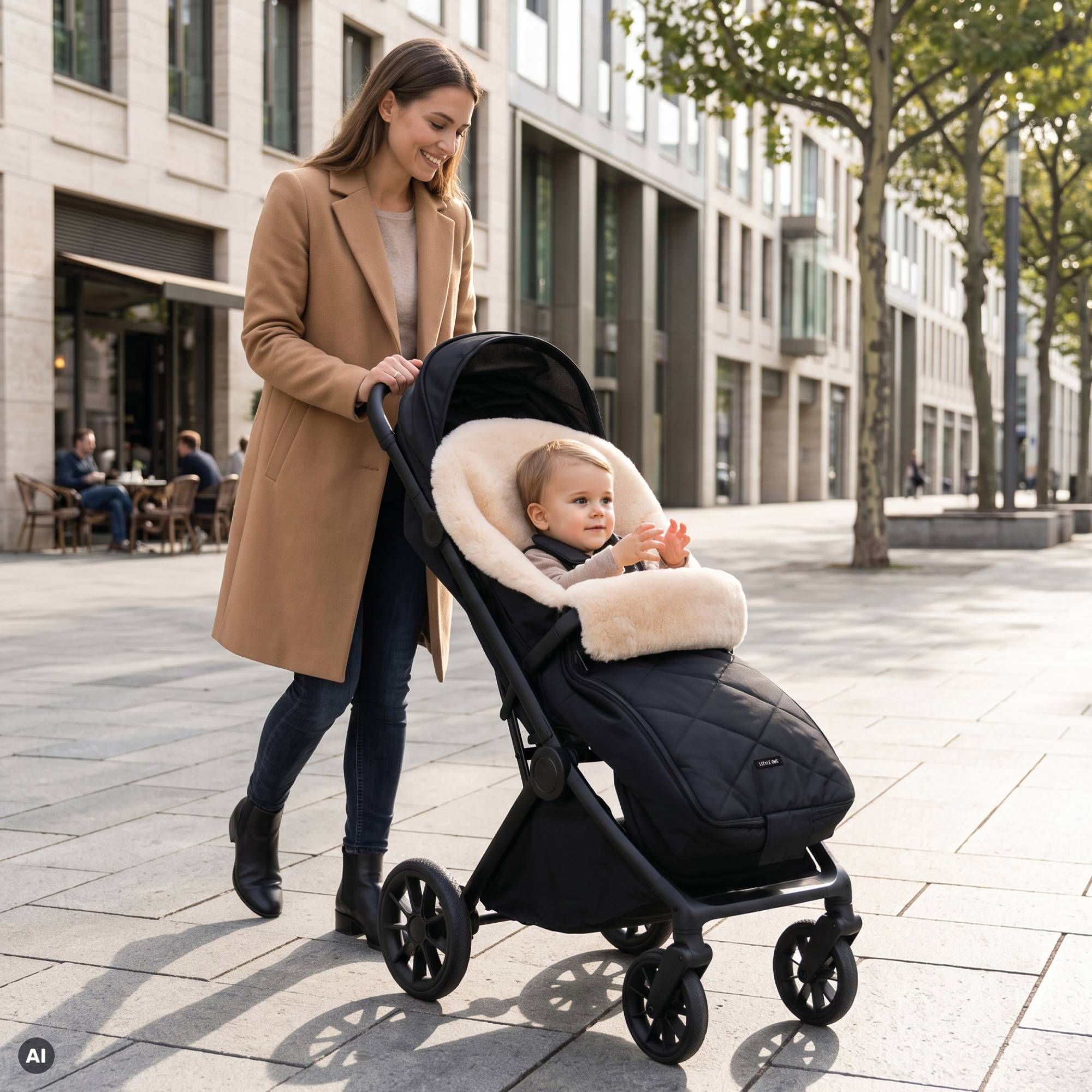 Fußsäcke & Decken, LITTLE ONE, Schwarz – Besonderheit: aus veganem Kunstfell (100% tierfrei)