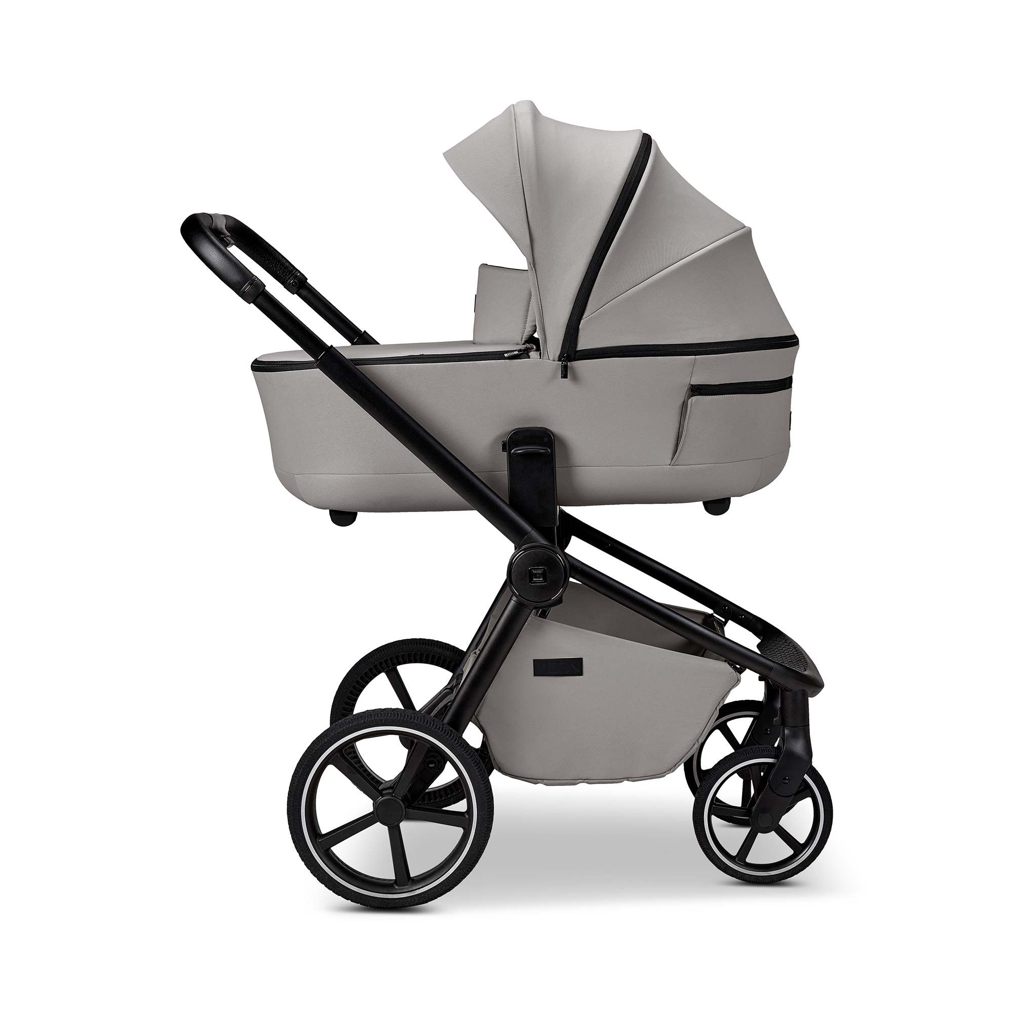 Kombi-Kinderwagen, MOON, Grau – Besonderheit: adapterlose Höhenverstellung an Wanne und Sportsitz
