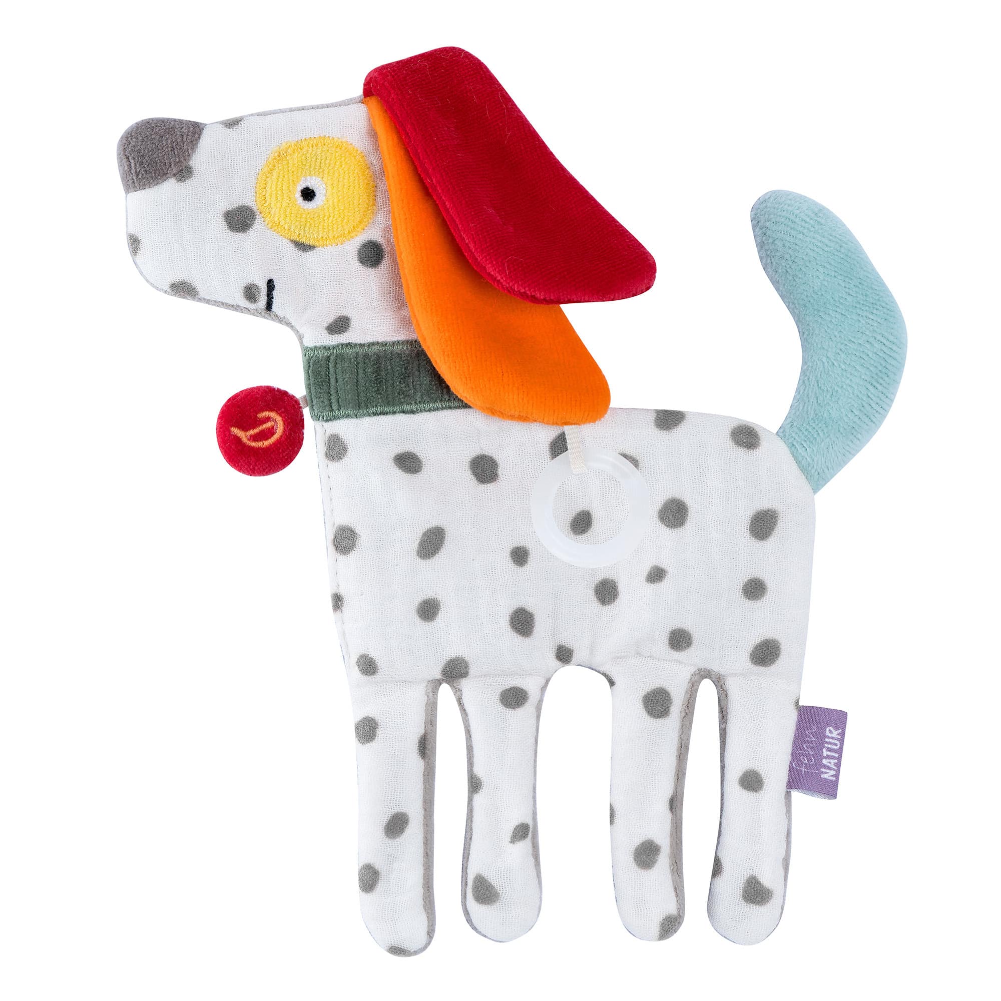 Knisterspielzeug & Knistertücher, fehn, Mehrfarbig – Besonderheit: mit Raschelpapier, Befestigungsring und Materialmix aus Baumwolle aus biologischem Anbau