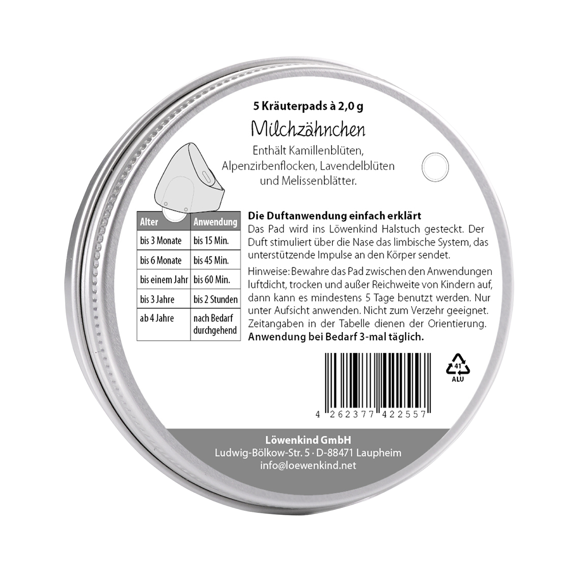 Hausapotheke, Löwenkind, Mehrfarbig – Besonderheit: enthält 5 wiederverwendbare Kräuterpads