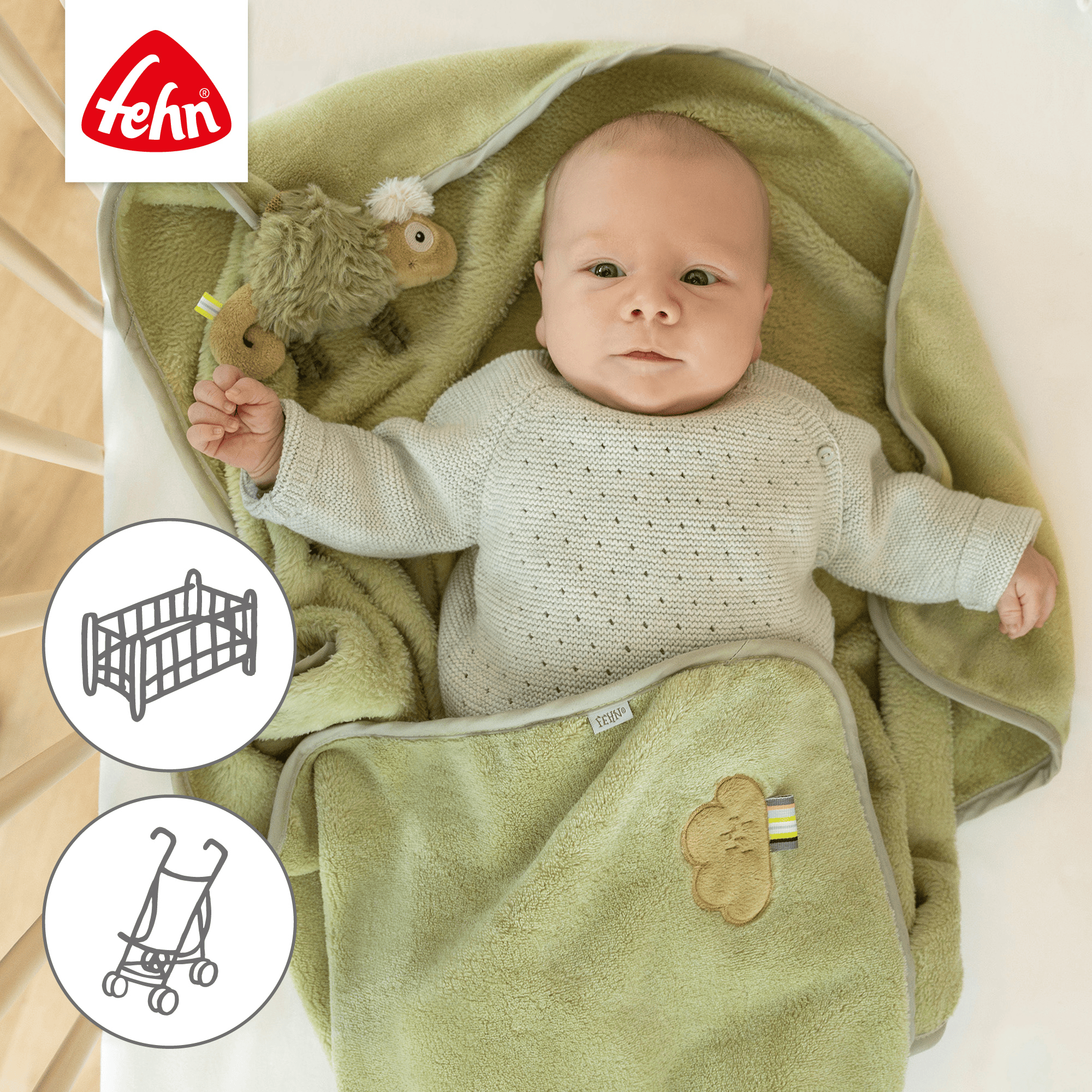 Kuscheldecken, fehn, Grün – Produktansicht
