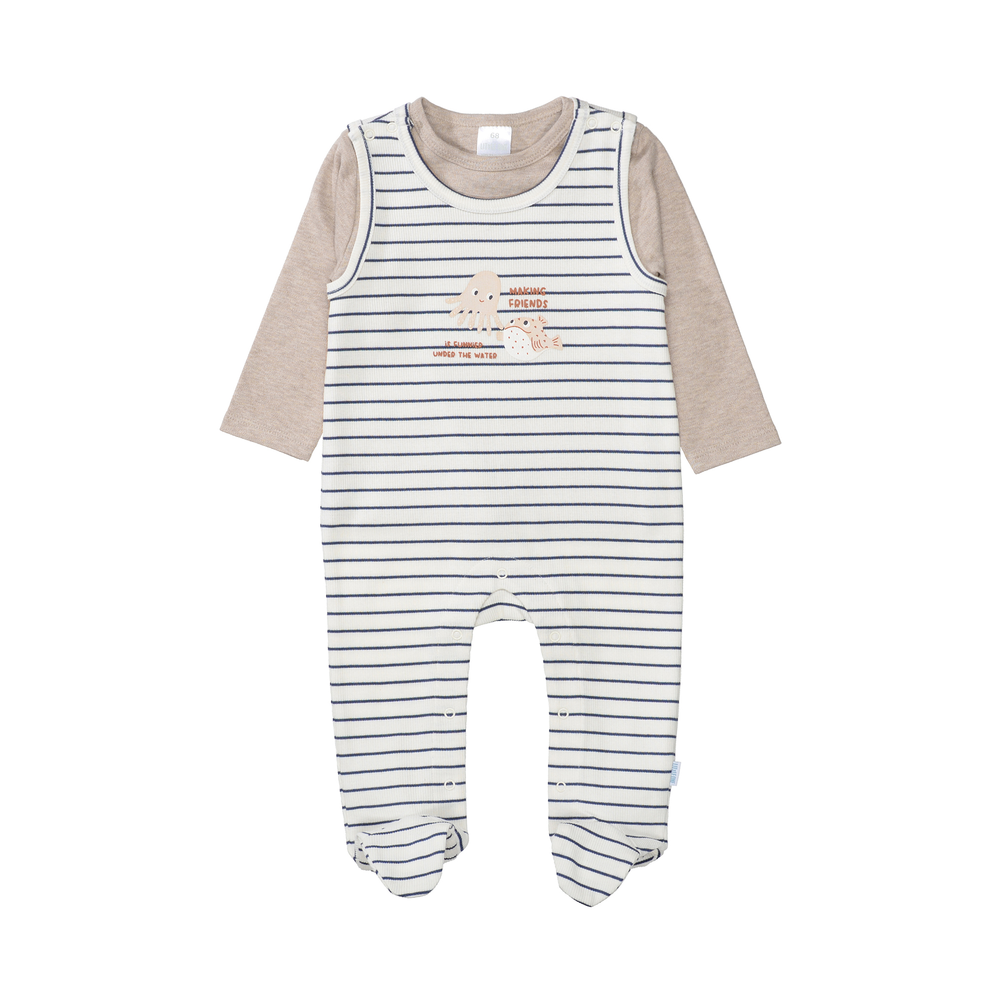 Strampler, LITTLE ONE, Weiß – Besonderheit: Set bestehend aus Strampler und Langarmshirt