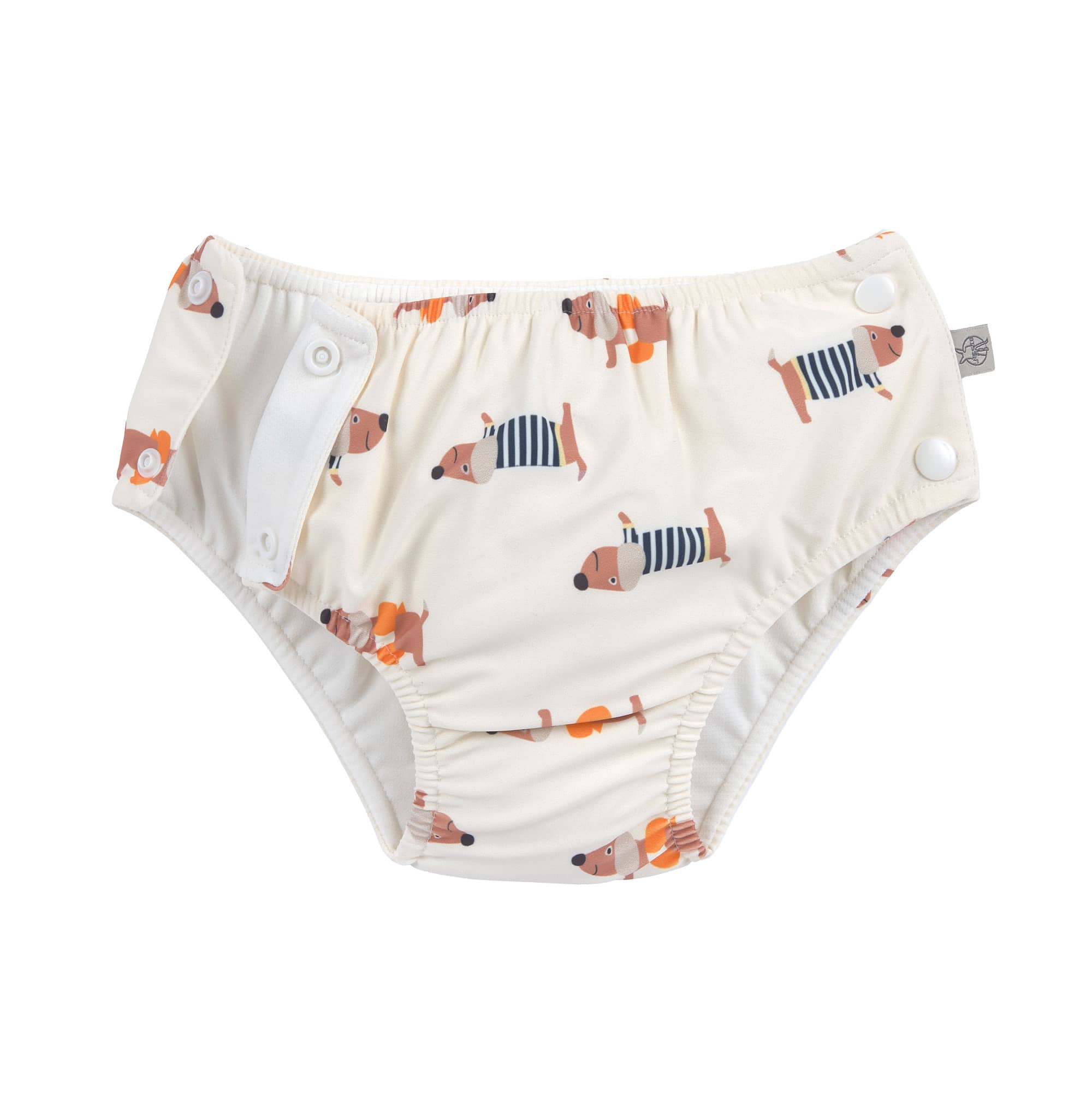 Windelbadehosen, LÄSSIG, Weiß – Besonderheit: wächst dank Druckknöpfe mit dem Kind mit