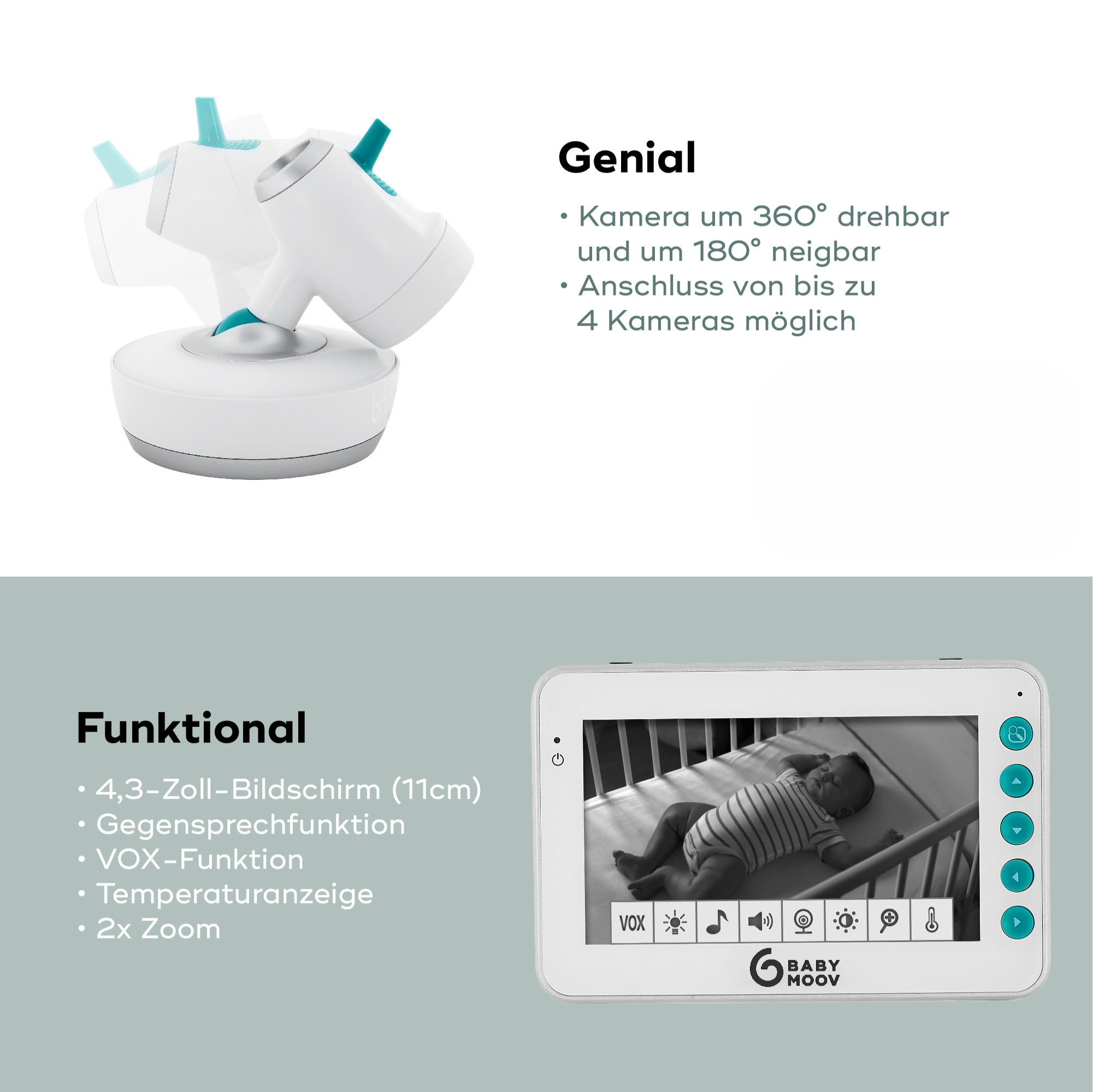 Video Babyphone, babymoov, Weiß – Produktansicht