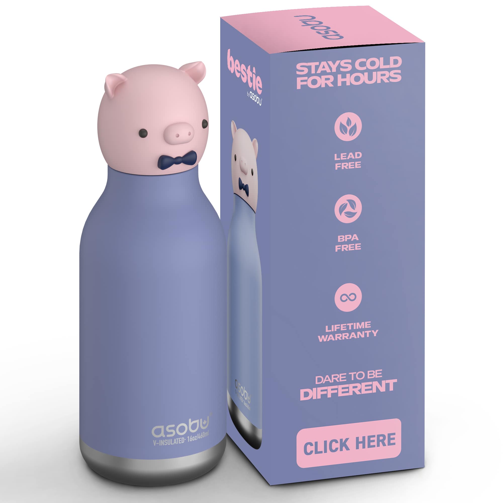 Thermoflaschen, ASOBU, Pink – Besonderheit: BPA-frei, auslaufsicher & kinderleicht zu bedienen
