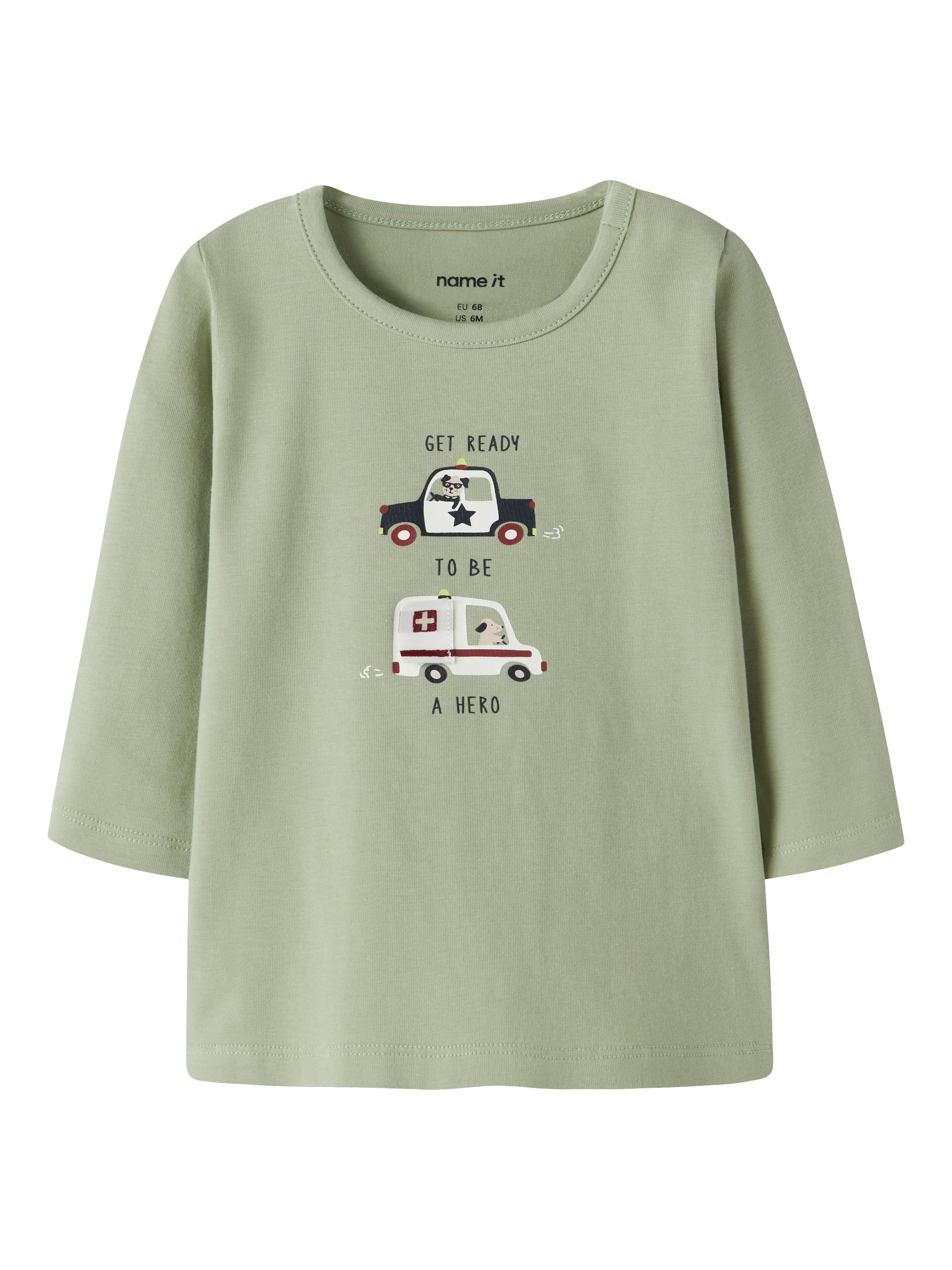 Langarmshirts, name it, Grün – Besonderheit: aus 95% Baumwolle