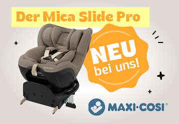 Maxi-Cosi: der Mica Slide Pro. Neu bei uns! In braun abgebildet. Kindersitz.