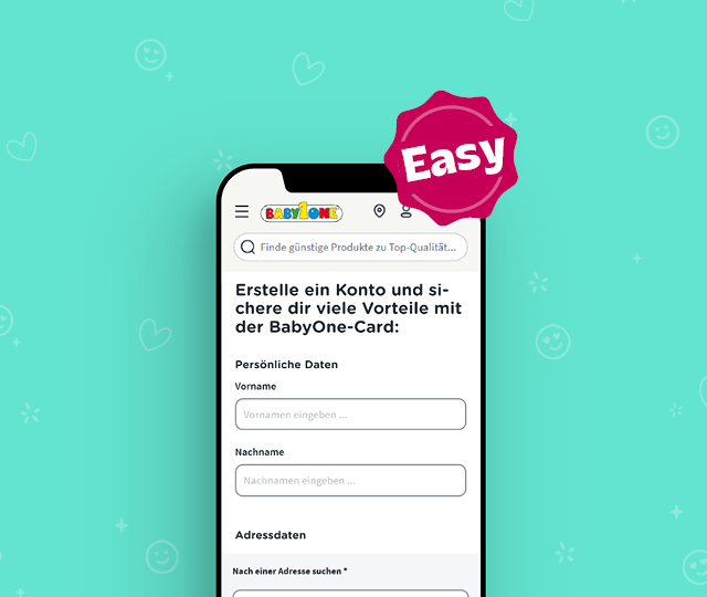 Handy mit der Anmeldemaske für die BabyOne Card