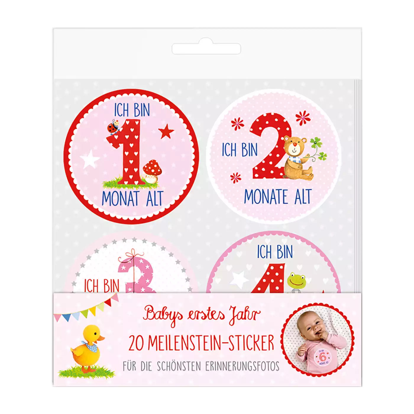DIE SPIEGELBURG BabyGlück Meilenstein-Sticker Babys erstes Jahr, Rosa